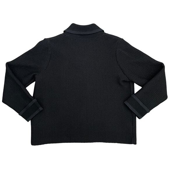 St. John Multiscale Textured Stretch Knit Collared Jacket Black XL Old Money - Picture 11 of 16